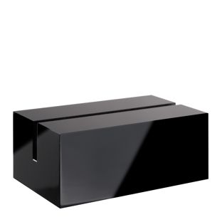 Kartenhalter aus Acryl, Sockel für variables Stecksystem MODUL 74 mm | schwarz  | glänzend 