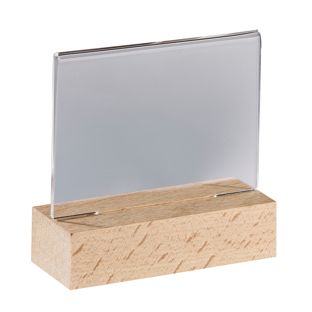 Acryl Tischaufsteller mit Holzfuß Buche  | A7  | Querformat 