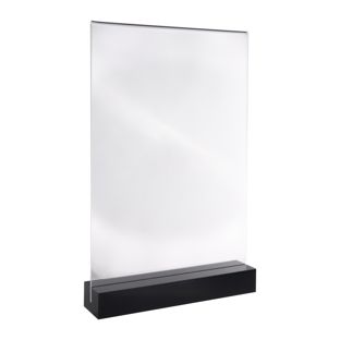 Tischaufsteller MODUL, Acrylglastasche mit Acrylsockel A4  | schwarz|transparent  | glänzend 