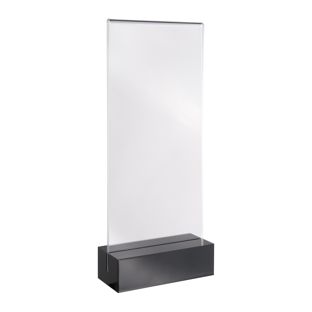 Tischaufsteller MODUL, Acrylglastasche mit Acrylsockel schwarz, transparent | 1/3 A4 | glänzend