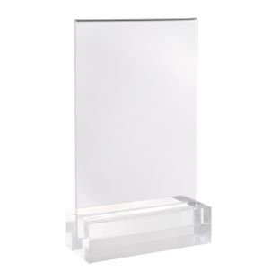 Tischaufsteller MODUL, Acrylglastasche mit Acrylsockel A6  | transparent  | glänzend 