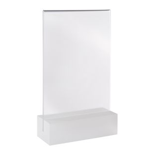 Tischaufsteller MODUL, Acrylglastasche mit Acrylsockel A6  | transparent  | matt 