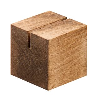 Kartenhalter SQUARE gerader Einsteckschlitz | 30 x 30 mm | Buchenholz | braun geölt