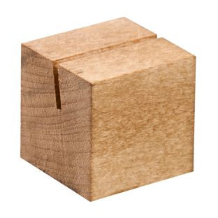 Kartenhalter SQUARE schräger Einsteckschlitz | 30 x 30 mm | Buchenholz | braun geölt