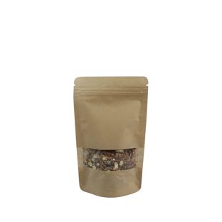Standbodenbeutel Kraftpapier mit Sichtfenster 110 x 185 mm  | braun 