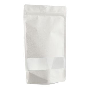Standbodenbeutel Kraftpapier mit Sichtfenster 130 x 225 mm | weiß