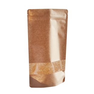 Standbodenbeutel Kraftpapier mit Sichtfenster 250 x 340 mm  | braun 