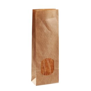 Blockbodenbeutel Papier mit Fenster 80 x 50 x 250 mm 