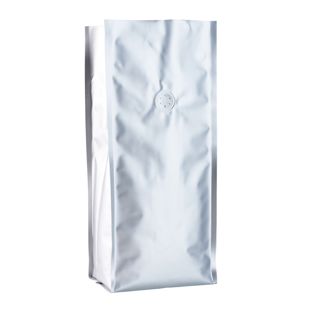 Kaffeebeutel mit Aromaschutzventil, silber 375 x 140 mm