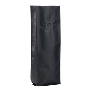 Seitenfaltenbeutel mit Aromaschutzventil, schwarz 280 x 80 mm 