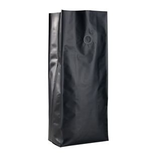 Seitenfaltenbeutel mit Aromaschutzventil, schwarz 380 x 130 mm 
