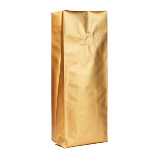 Seitenfaltenbeutel mit Aromaschutzventil, gold 330 x 105 mm  