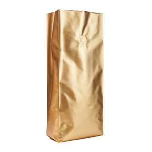 Seitenfaltenbeutel mit Aromaschutzventil, gold 380 x 130 mm 