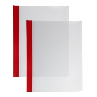 Einbanddeckel Folie A4, NOBLESS, Kartonleiste mit Aufschlag-Rille rot|transparent 