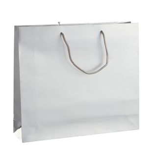 Geschenktasche, glänzend silber  | 40 x 35 x 10 cm 