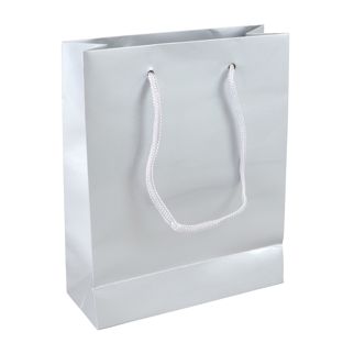 Geschenktasche, glänzend silber  | 20 x 25 x 8 cm 
