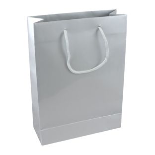 Geschenktasche, glänzend silber  | 26 x 36 x 10 cm 