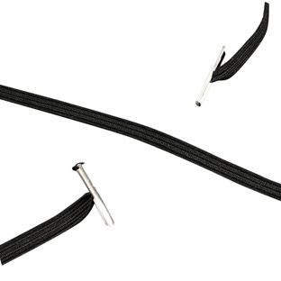 Flachgummi mit 2 Splinten schwarz  | 340 mm