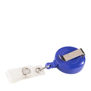 Ausweisjojo mit langem Auszug, Gürtelclip und Aufkleber blau 