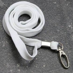Lanyard, 10 mm breit weiß | mit Karabiner Clip