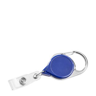 Ausweisjojo "No-Twist" mit Karabiner und Ansteckclip, extra langer Auszug, blau 