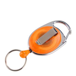 Ausziehbarer Schlüsselanhänger mit Clip orange|transparent 