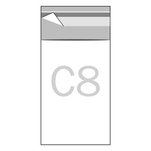 Klappenbeutel, wiederverschließbar, OPP-Folie, transparent 60 x 82 mm - C8