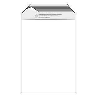 Klappenbeutel, wiederverschließbar, PE-Folie, transparent 225 x 310 mm - recycelt  | 50 µm