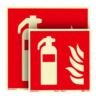 Brandschutzzeichen Feuerlöscher langnachleuchtend, Kunststoff, ISO 7010 