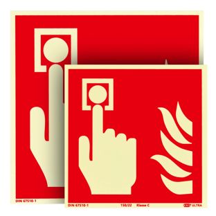 Brandschutzzeichen Brandmelder langnachleuchtend, Kunststoff, ISO 7010 