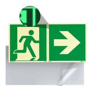Fluchtwegschild langnachleuchtend, Kunststoff, ISO 7010 rechts 