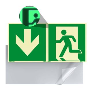 Fluchtwegschild langnachleuchtend, Kunststoff, ISO 7010 abwärts 