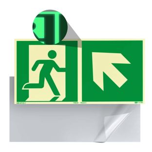 Fluchtwegschild langnachleuchtend, Kunststoff, ISO 7010 links aufwärts 