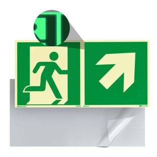 Fluchtwegschild langnachleuchtend, Kunststoff, ISO 7010 rechts aufwärts 