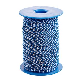 Atlaskordel auf Rolle, 2 mm x 100 m, Viskose weiß|blau 