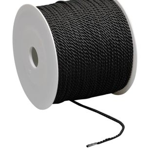 Atlaskordel auf Rolle, 2 mm x 100 m, Viskose schwarz