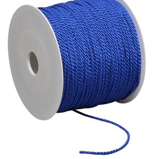 Atlaskordel auf Rolle, 2 mm x 100 m, Viskose blau 