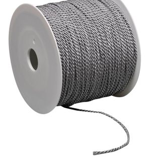 Atlaskordel auf Rolle, 2 mm x 100 m, Viskose silber, grau