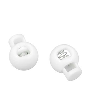 Kordelstopper, 8 mm Loch, Kugel, weiß 