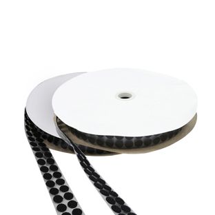 Klettpunkte auf Rolle, Set - Haken & Flausch  | 13 mm | schwarz 
