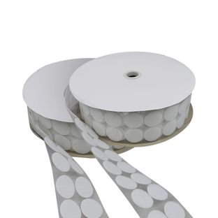 Klettpunkte auf Rolle, Set - Haken & Flausch  | 33 mm | weiß 