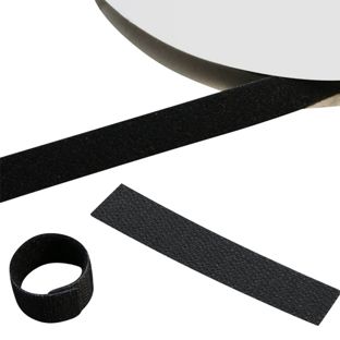 Klettband Back to Back, Rolle mit 5 m, schwarz 20 mm