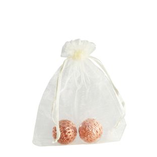Organzasäckchen mit Satinband Verschluss creme  | 90 x 120 mm 