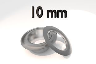Ösen für Hand Ösenpresse BB-XOEP, ⌀ 10 mm, rostfrei, Messing vernickelt, Schachtel mit 100 Stück 