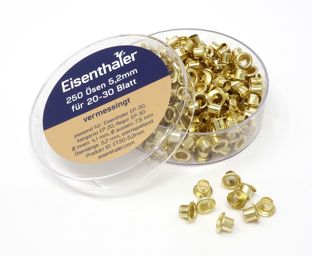 Eisenthaler Ösen ET30-5.2mm, vermessingt, für 20-30 Blatt, Pack mit 250 Stück 