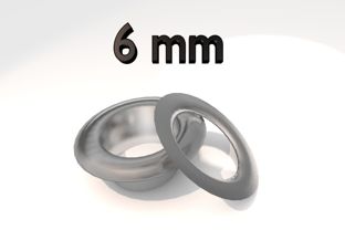 Ösen für Hand Ösenpresse BB-XOEP, Stahl vernickelt, Pack mit 100 Stück 6 mm