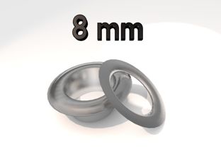 Ösen für Hand Ösenpresse BB-XOEP, Stahl vernickelt, Pack mit 100 Stück 8 mm