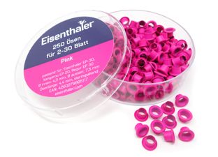 Eisenthaler Ösen EFC-30, farbig für 2-30 Blatt, Pack mit 250 Stück pink 