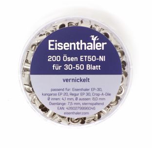 Eisenthaler Ösen ET50-NI, vernickelt für 30-50 Blatt, Pack mit 200 Stück 