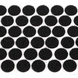 Klettpunkte auf Bogen, Set aus Haken und Flausch 15 mm | schwarz  | Flausch  | 150 Stk